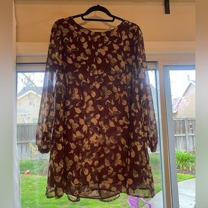 Floral long sleeve mini dress